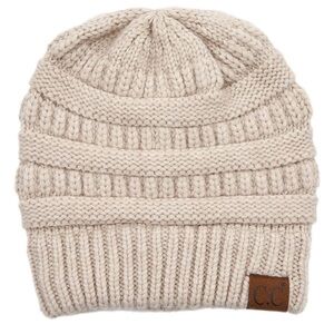 C.C-  Beige Cable Knit Beanie